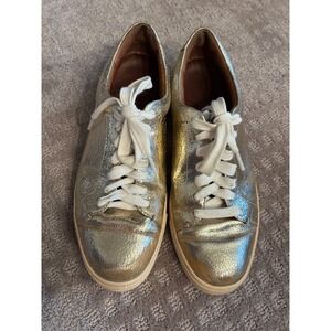 FRYE Women's‎ Gold Metallic Leather Lace Up Fashion Sneakers Size 7.5M